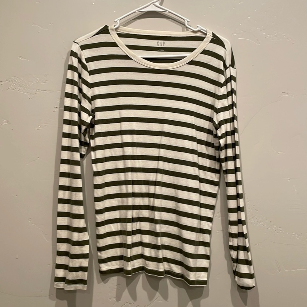 Green and White Striped GAP Tee
